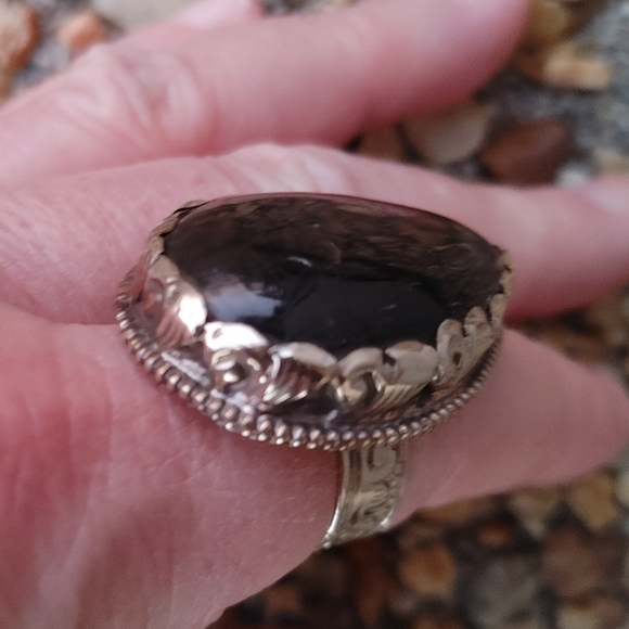 Tibetan Large Black Obsidion Ring (adjustable) - Picture 10 of 14
